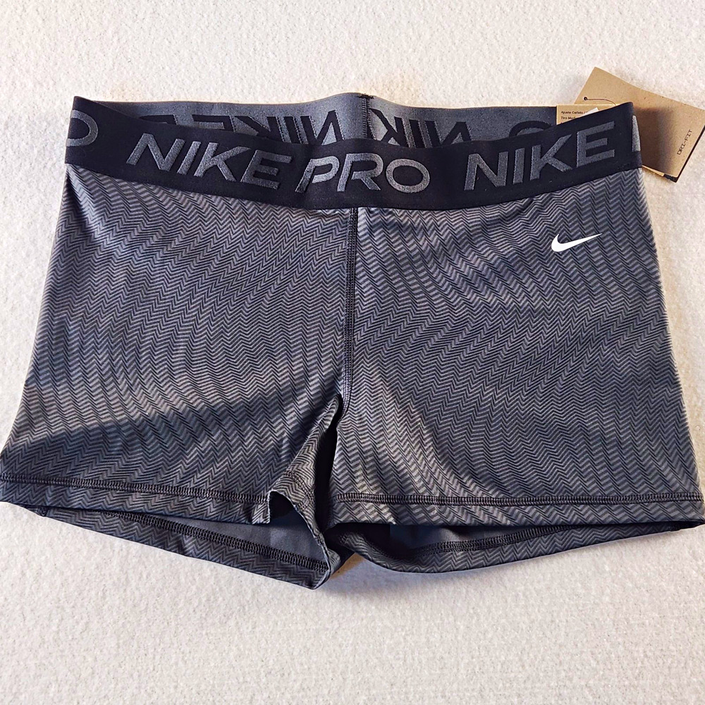 Nike Pro Women’s Compression Shorts Chevron Gray/Black XL FN3344-060